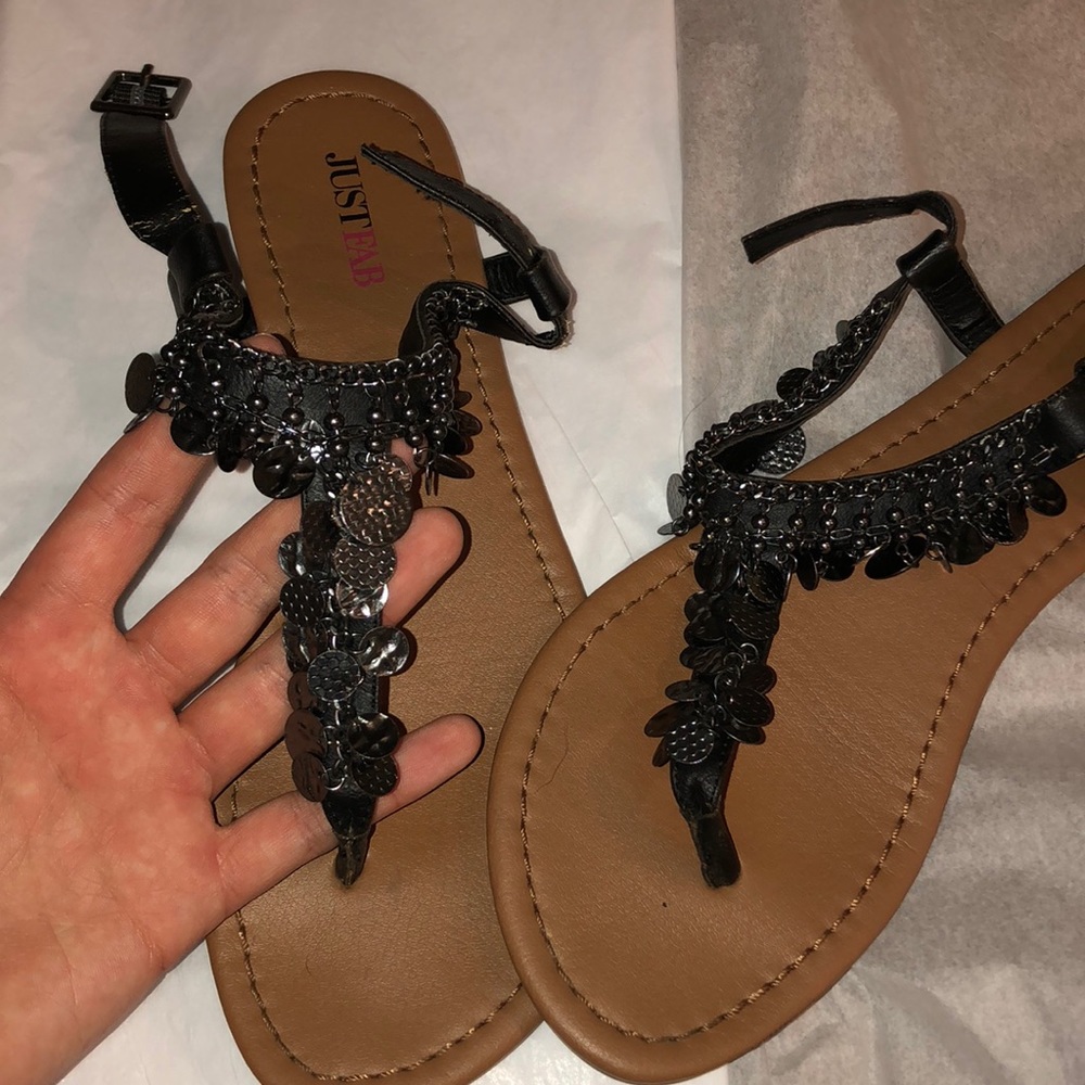 Black Sandals with charms